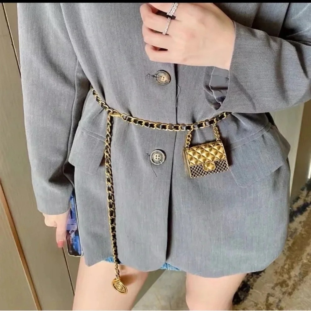 Anthropologie Mini Double Chain Charm Belt/Bag